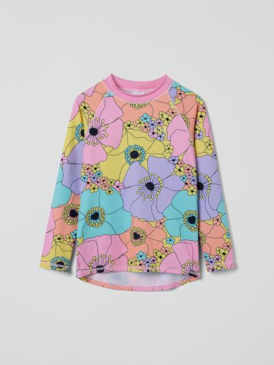 Polarn O. Pyret Pitkähihainen UV-paita kukkakuviolla