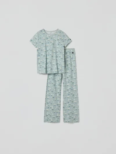 Polarn O. Pyret Aikuisten lyhythihainen pyjama kukkakuviolla, kuva 1 / 1