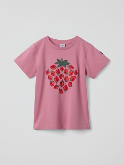 Polarn O. Pyret T-paita mansikkakuviolla