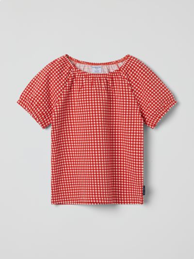 Polarn O. Pyret Ruudullinen paita puhvihihoilla