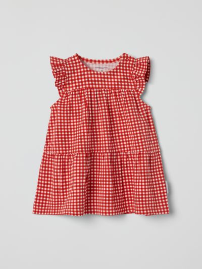 Polarn O. Pyret Ruudullinen mekko röyhelöhihoilla