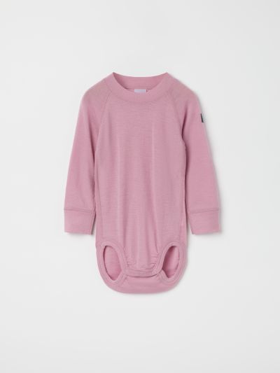 Polarn O. Pyret Yksivärinen pitkähihainen body merinovillaa