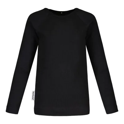 Metsola RIB BASIC T-SHIRT LS, BLACK - 110, kuva 1 / 1