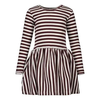 Metsola STRIPED DRESS RIB, POMEGR/WHITE - 98/104, kuva 1 / 1