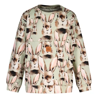 Metsola BUNNY POCKET SWEATER, BUNNY GREEN - 86/92, kuva 1 / 1