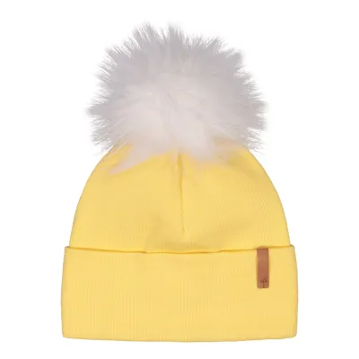 Metsola RIB BEANIE WITH FUR POM, SUNKISS - A, kuva 1 / 1
