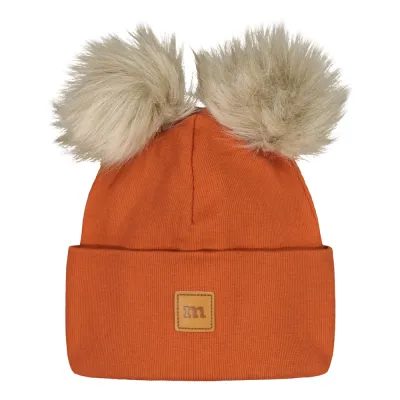 Metsola RIB BEANIE WITH 2 POM POMS, CARAMEL - NB, kuva 1 / 1