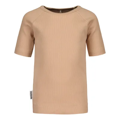 Metsola RIB T-SHIRT SS, MACADAMIA - 128, kuva 1 / 1