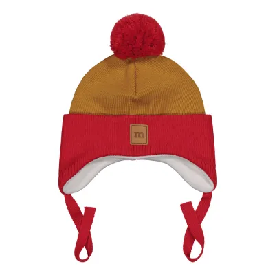 Metsola TWIN COLOUR BABY HAT, DARK HONEYGOLD/POPPY - 1-2Y, kuva 1 / 1