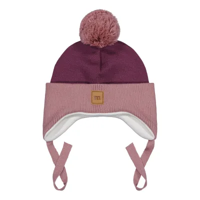 Metsola TWIN COLOUR BABY HAT, DARK CUPCAKE/DARK LILAC - 0-2M, kuva 1 / 1