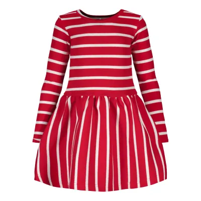 Metsola STRIPED RIB DRESS, POPPY/CREAMY - 110/116, kuva 1 / 1