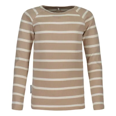 Metsola STRIPED RIB SHIRT LS, PECAN/CREAMY - 104, kuva 1 / 1