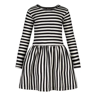 Metsola STRIPED RIB DRESS, LICORICE/ VANILLA - 122/128, kuva 1 / 1