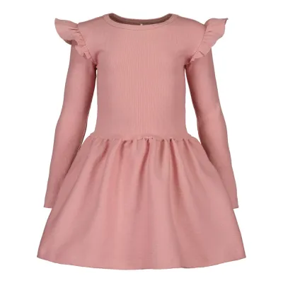 Metsola RIB FRILLA DRESS LS, PEACH SORBET - 86/92, kuva 1 / 1