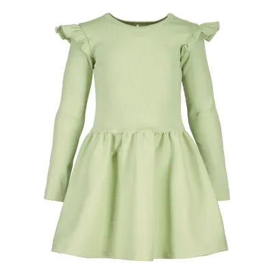Metsola RIB FRILLA DRESS LS, LILY GREEN - 62/68, kuva 1 / 1