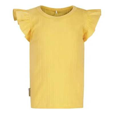 Metsola RIBBED FRILLA SHIRT SS, CREAMY BANANA - 98, kuva 1 / 1