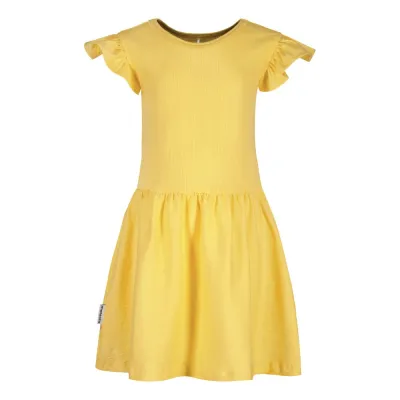 Metsola RIBBED FRILLA DRESS SS, CREAMY BANANA - 110/116, kuva 1 / 1