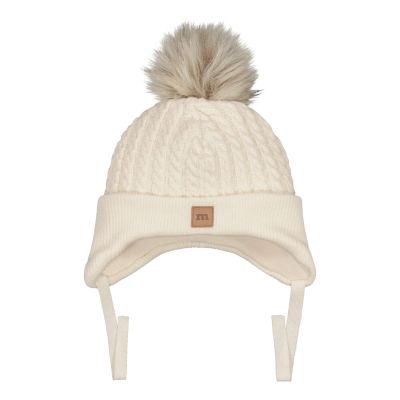 Little Things in Life Fur Pom Cable Baby Beanie -Merinovillapipo | Creamy - 3-4Y