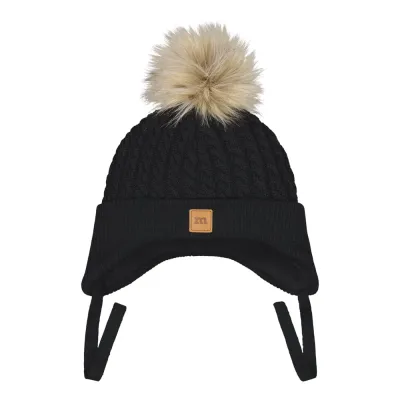 Little Things in Life Fur Pom Cable Baby Beanie -Merinovillapipo | Black - 3-4Y, kuva 1 / 1