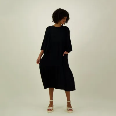 My Happy Place Women Bell Sleeve Midi Dress -Mekko | Licorice - S, kuva 1 / 1