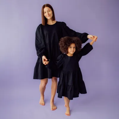 True Campers Women's Puff Sleeve Dress -Mekko | Licorice - XS, kuva 1 / 1