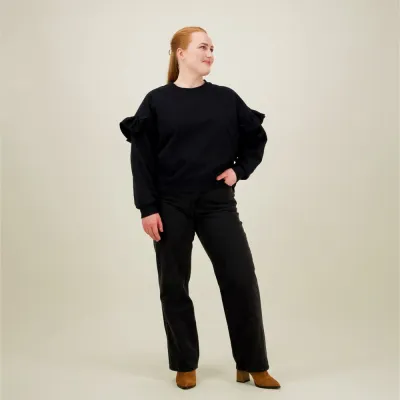 Can't Stop Dreaming Frill Sweater -Collegepaita | Licorice - L, kuva 1 / 1