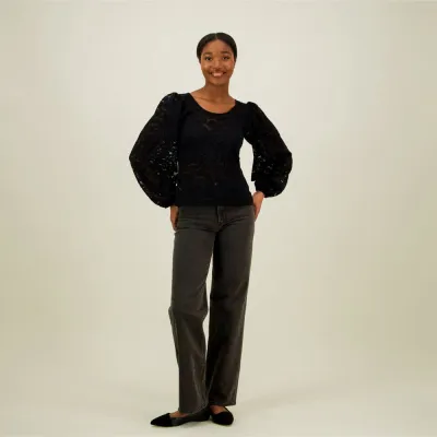 Can't Stop Dreaming Lace Top -Pitsipaita | Licorice - XXL, kuva 1 / 1