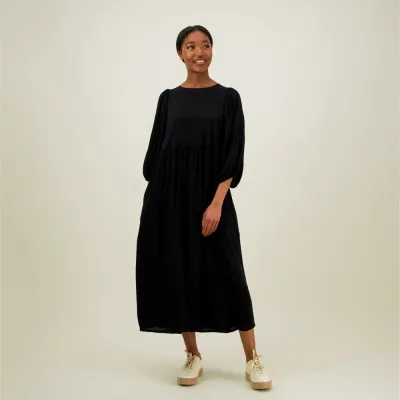 Can't Stop Dreaming Volume Sleeve Midi Dress -Mekko | Licorice - L, kuva 1 / 1