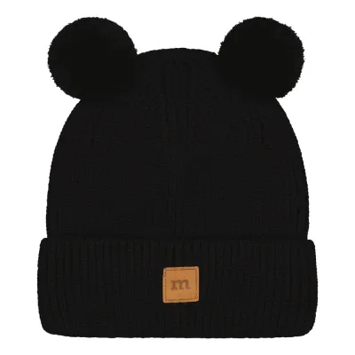 Happy Hearts Knitted Pom Pom -Merinovillapipo | Black - 1-3Y, kuva 1 / 1