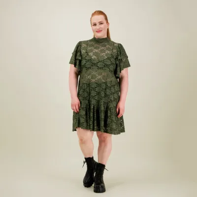 Can You Hear Me? Frill Lace Dress -Pitsimekko | Greenery - M