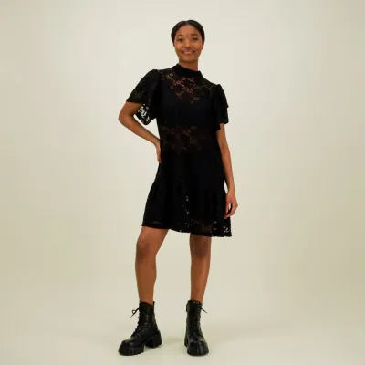 Can You Hear Me? Frill Lace Dress -Pitsimekko | Licorice - L, kuva 1 / 1