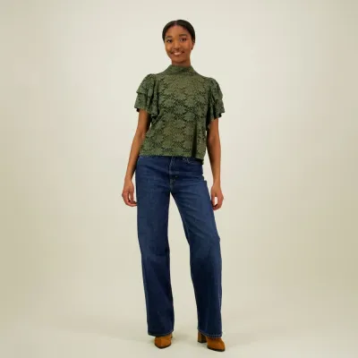 Can You Hear Me? Frill Lace Top -Pitsipaita | Greenery - XL, kuva 1 / 1