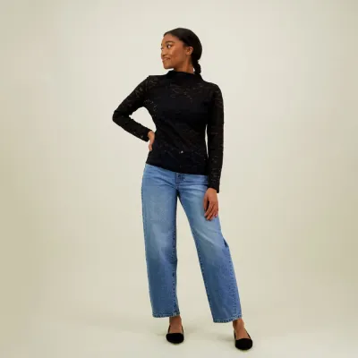 Can You Hear Me? Mock Neck Lace -Pitsipaita | Licorice - S, kuva 1 / 1