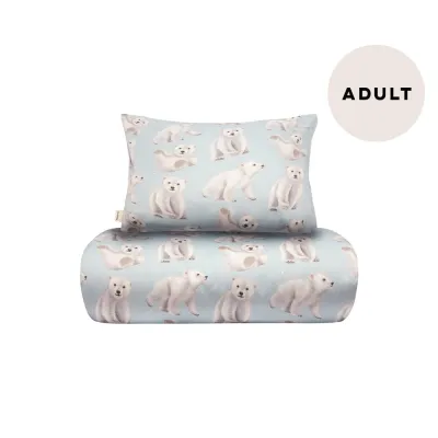 Under the Same Moon Home Polar Bears -Pussilakanasetti Adult | Icy Blue, kuva 1 / 1