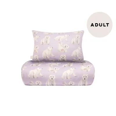 Under the Same Moon Home Polar Bears -Pussilakanasetti Adult | Icy Lilac, kuva 1 / 1