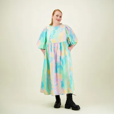 More Love Sunset Puff Sleeve Midi Dress -Mekko - XXL, kuva 1 / 1