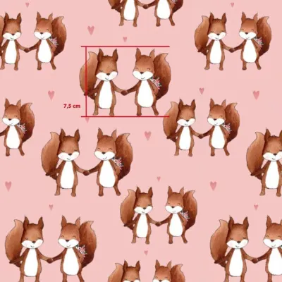 Kangaskarkelot Trikoo Happy Squirrels 1M | Pink, kuva 1 / 1