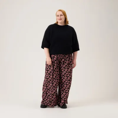 Oh, Oui! Bisous Pleated Wide Leg Pants -Housut | Licorice - XS