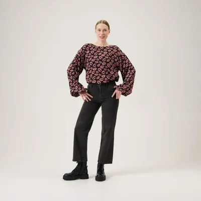 Oh, Oui! Bisous Volume Sleeve Blouse -Paita | Licorice - XXL, kuva 1 / 1