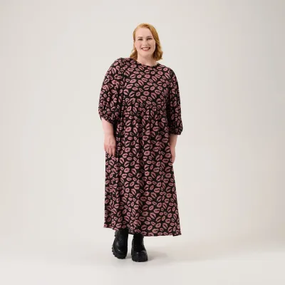Oh, Oui! Bisous Volume Sleeve Midi Dress -Mekko | Licorice - S, kuva 1 / 1