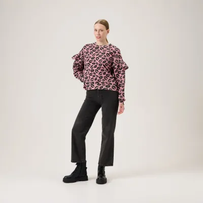 Oh, Oui! Bisous Women's Frill Sweater -Collegepaita | Paris Pink - XL, kuva 1 / 1
