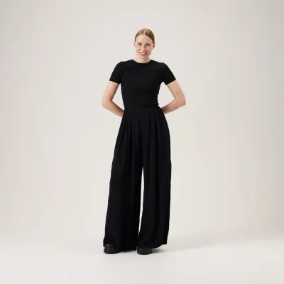 Oh, Oui! Pleated Wide Leg Pants -Housut | Licorice - XXL, kuva 1 / 1
