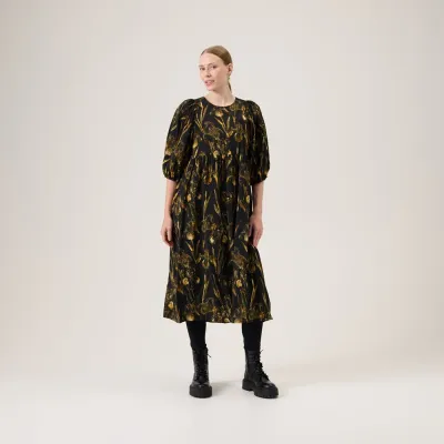 Metsola Goldie Volume Sleeve Midi Dress -Mekko | Licorice - L, kuva 1 / 1