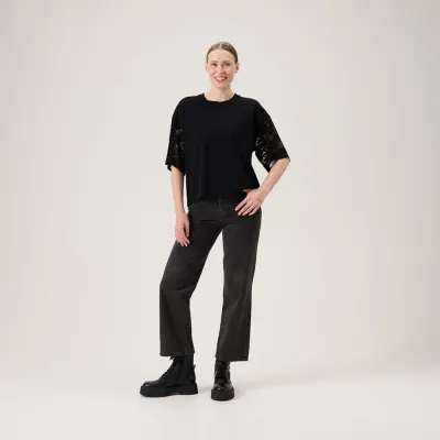 Metsola Lace Sleeve -T-Paita | Licorice - M, kuva 1 / 1