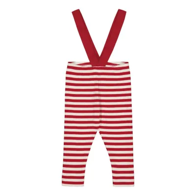 Metsola Striped Rib Brace Pants -Henkselihousut | Poppy / Vanilla - 98/104